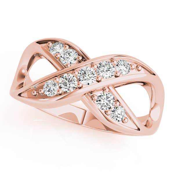 Infinity Prong In Channel Fashion Rings (1/4 ct. tw.), Front view in rose gold