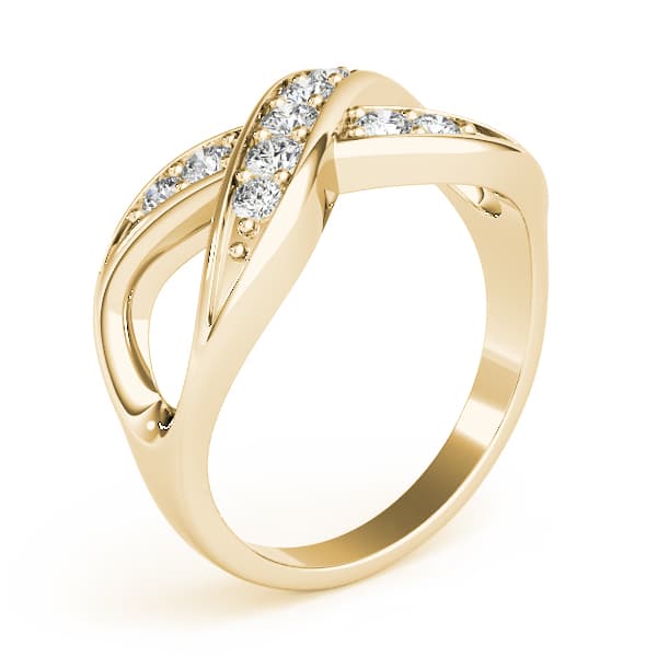 Infinity Prong In Channel Fashion Rings (1/4 ct. tw.), Angle view in yellow gold