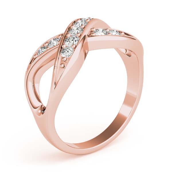 Infinity Prong In Channel Fashion Rings (1/4 ct. tw.), Angle view in rose gold