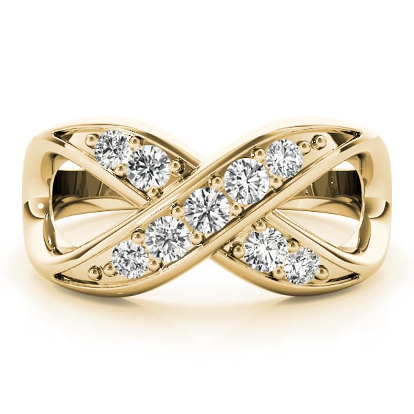 Infinity Prong In Channel Fashion Rings (1/4 ct. tw.), On hand view in yellow gold
