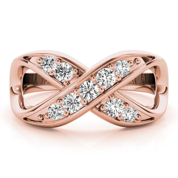 Infinity Prong In Channel Fashion Rings (1/4 ct. tw.), On hand view in rose gold