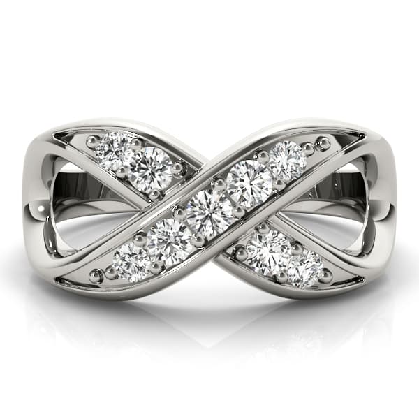 Infinity Prong In Channel Fashion Rings (1/4 ct. tw.), On hand view in white gold or platinum