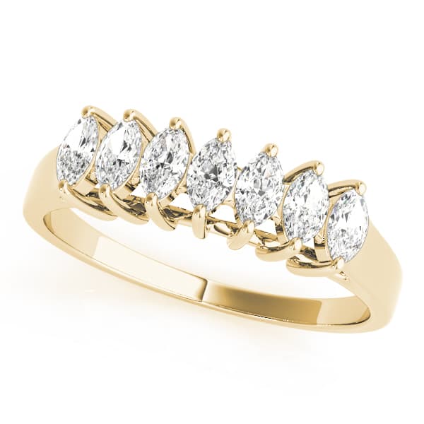 Fancy Shape Marquise Wedding Band (1/2 ct. tw.), Front view in yellow gold