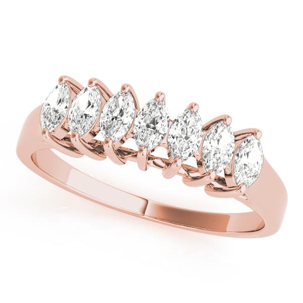 Fancy Shape Marquise Wedding Band (1/2 ct. tw.), Front view in rose gold