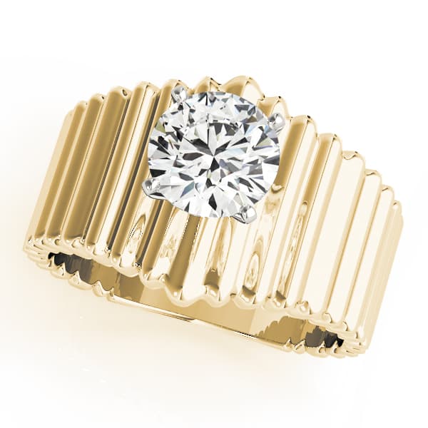 Solitaire Round Engagement Ring, style 80169, Front view in yellow gold