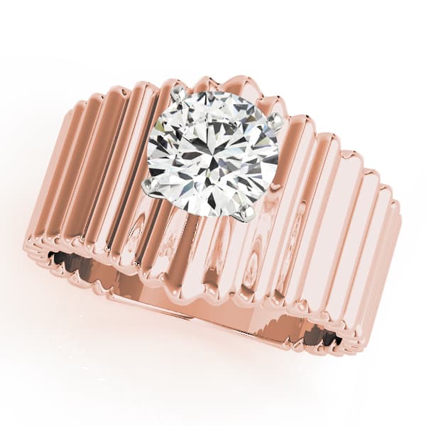 Solitaire Round Engagement Ring, style 80169, Front view in rose gold