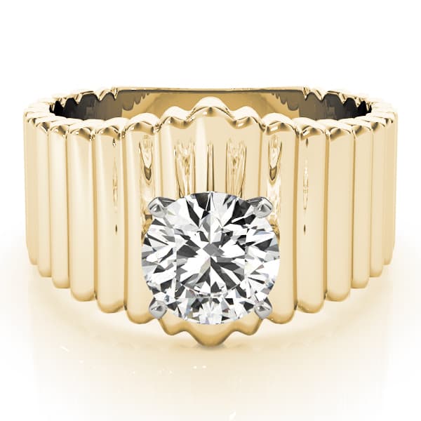 Solitaire Round Engagement Ring, style 80169, On hand view in yellow gold
