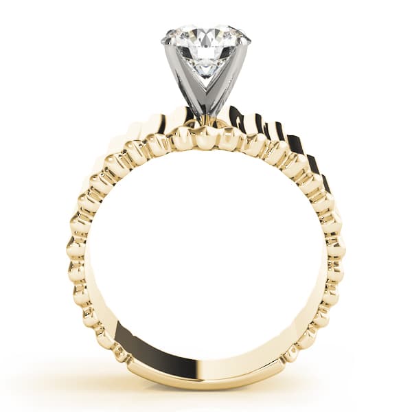 Solitaire Round Engagement Ring, style 80169, Side view in yellow gold