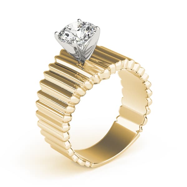 Solitaire Round Engagement Ring, style 80169, Top view in yellow gold
