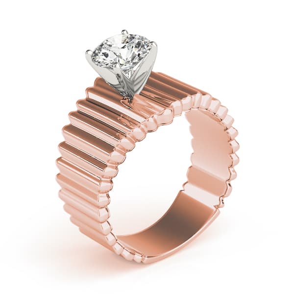 Solitaire Round Engagement Ring, style 80169, Top view in rose gold