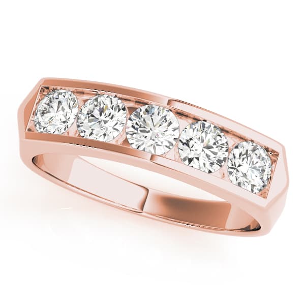 Channel Set Wedding Band (0.85 ct. tw.), Front view in rose gold