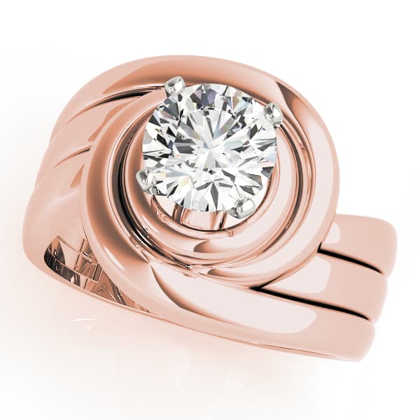 Solitaire Swirl Color Ring in Rose gold