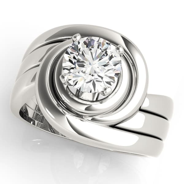 Solitaire Swirl Color Ring — style 80174 in 10k White Gold