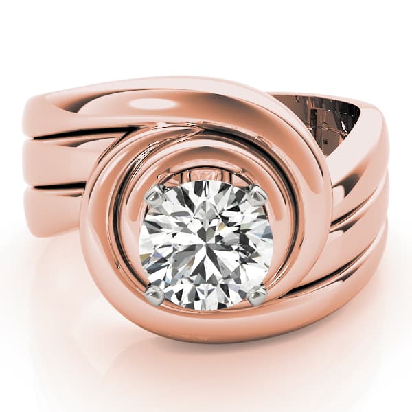 Solitaire Swirl Color Ring, style 80174, On hand view in rose gold