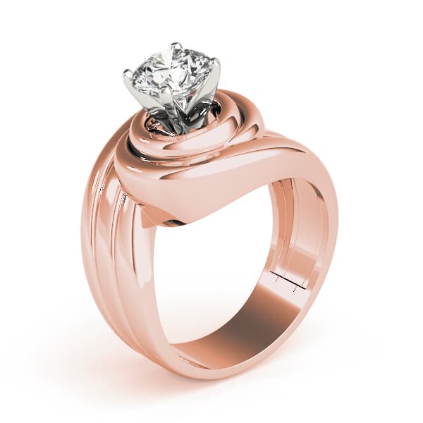 Solitaire Swirl Color Ring, style 80174, Top view in rose gold