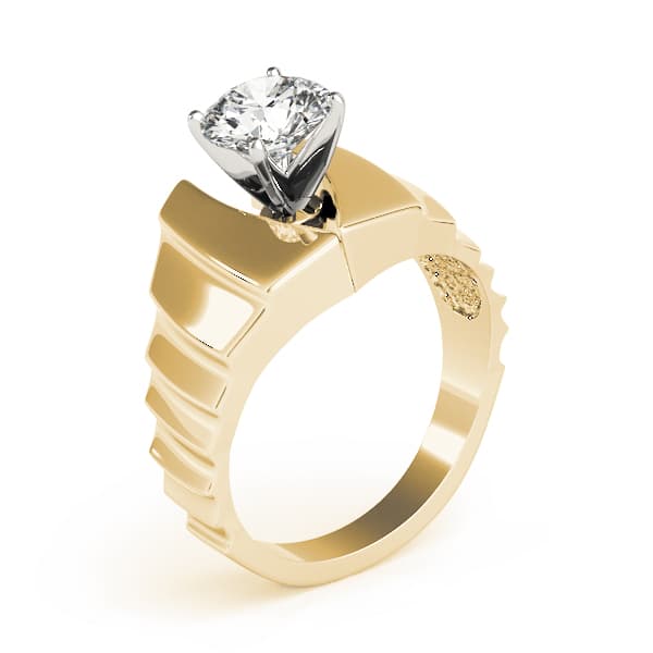 Solitaire Engagement Ring, style 80185, Top view in yellow gold
