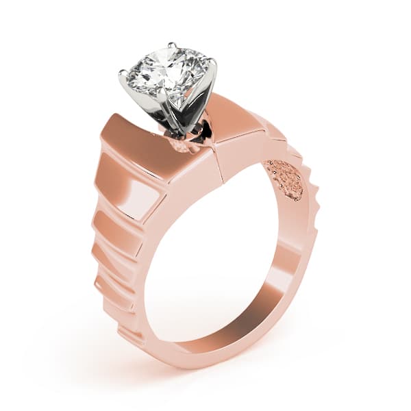 Solitaire Engagement Ring, style 80185, Top view in rose gold