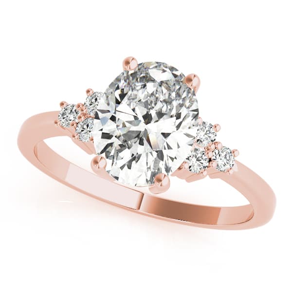 Solitaire Plus Cluster Sides Engagement Ring, style 80187, Front view in rose gold