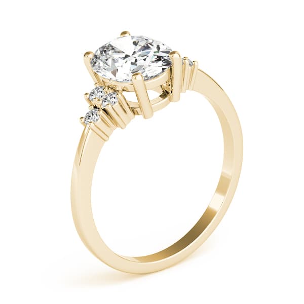 Solitaire Plus Cluster Sides Engagement Ring, style 80187, Angle view in yellow gold