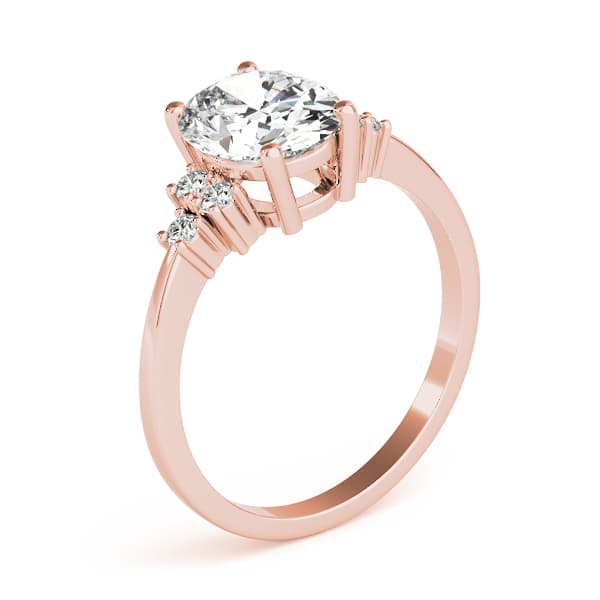 Solitaire Plus Cluster Sides Engagement Ring, style 80187, Angle view in rose gold