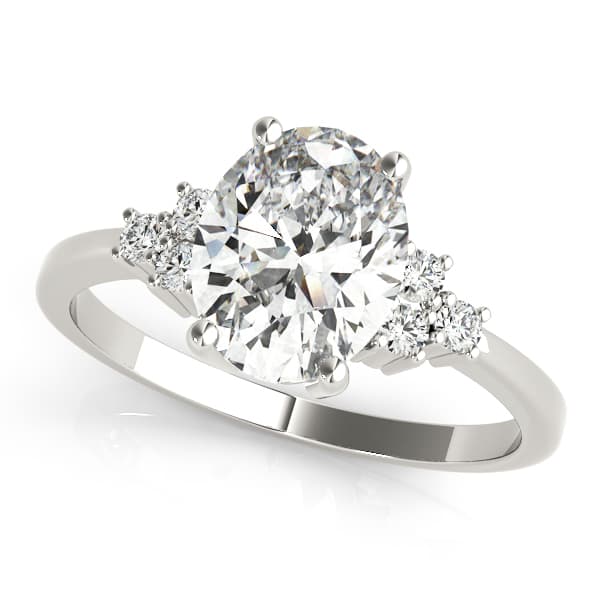 Solitaire Plus Cluster Sides Engagement Rings — style 80187 in 10k White Gold