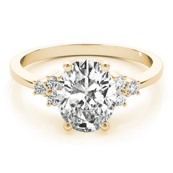 Solitaire Plus Cluster Sides Engagement Ring, style 80187, On hand view in yellow gold