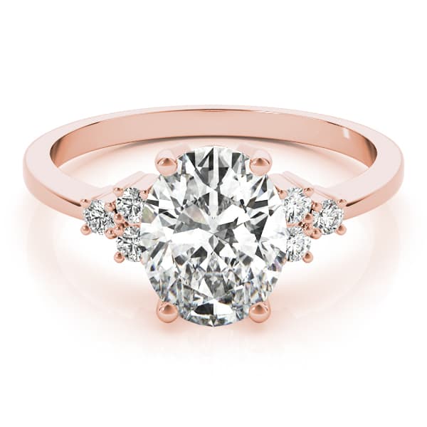 Solitaire Plus Cluster Sides Engagement Ring, style 80187, On hand view in rose gold