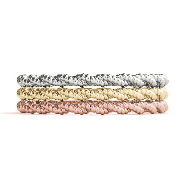 Twisting Braided Band, Top view in white gold or platinum