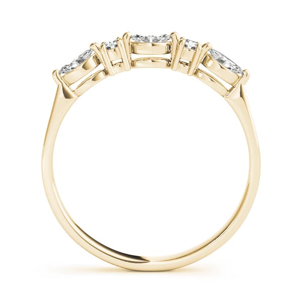 Alternating Round & Marquise Wedding Band (1/4 ct. tw.), Side view in yellow gold