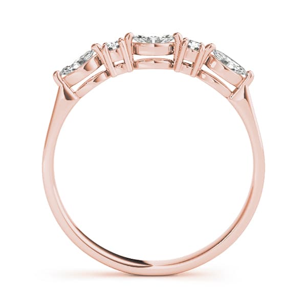 Alternating Round & Marquise Wedding Band (1/4 ct. tw.), Side view in rose gold
