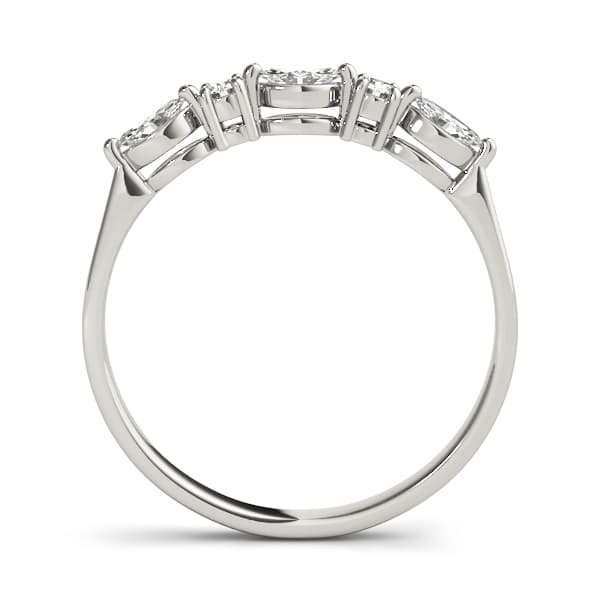 Alternating Round & Marquise Wedding Band (1/4 ct. tw.), Side view in white gold or platinum