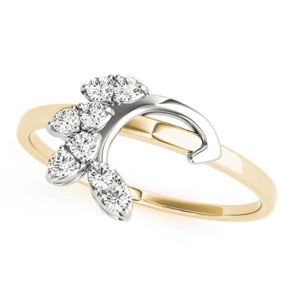 Nature Inspired Floral Wraps & Inserts Wedding Bands (1/8 ct. tw.), Front view in yellow gold