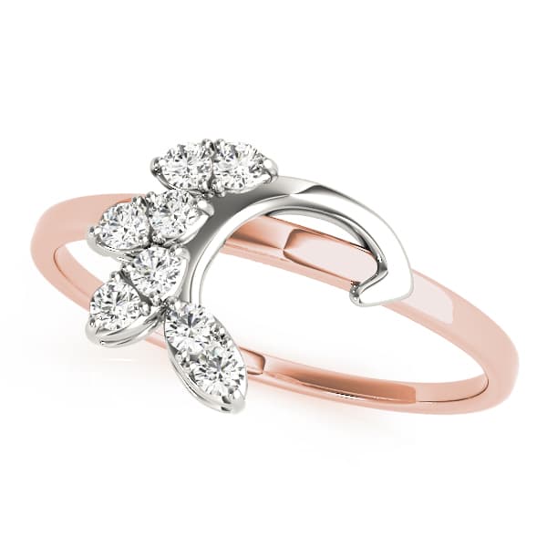 Nature Inspired Floral Wraps & Inserts Wedding Bands (1/8 ct. tw.), Front view in rose gold