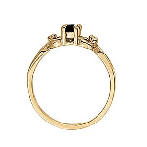 Oval Gemstone Ring (0.02 ct. tw.), Side view in white gold or platinum