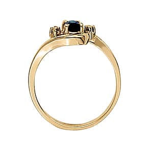 Oval Gemstone Ring (0.02 ct. tw.), Side view in white gold or platinum
