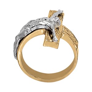 Religious Fashion Ring, Side view in white gold or platinum