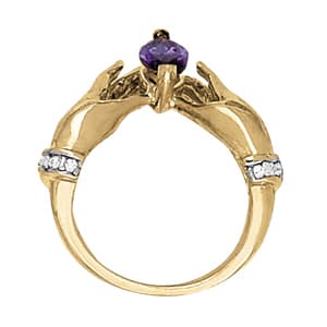 Marquise Gemstone Ring (0.1 ct. tw.), Side view in white gold or platinum