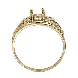 Vintage Inspired Filigree Color Ring, Side view in white gold or platinum