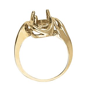 Oval Gemstone Ring, Side view in white gold or platinum