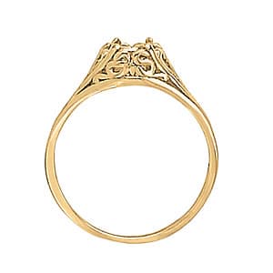 Engraved Filigree Oval Color Ring, Side view in white gold or platinum