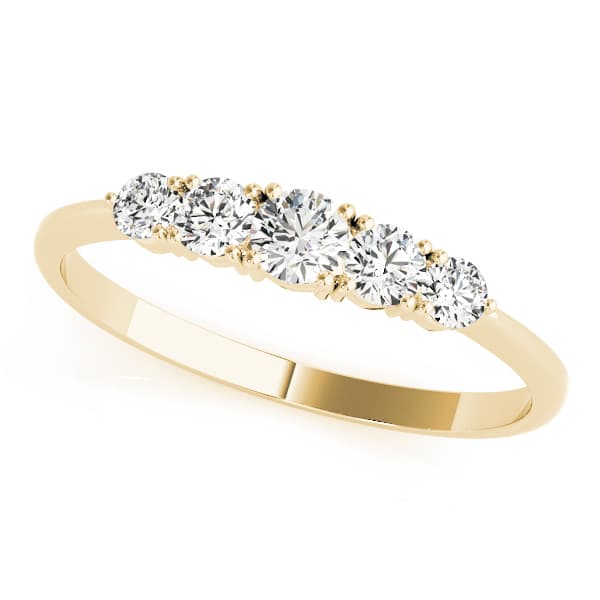 Prong Set Wedding Band (1/4 ct. tw.), Front view in yellow gold