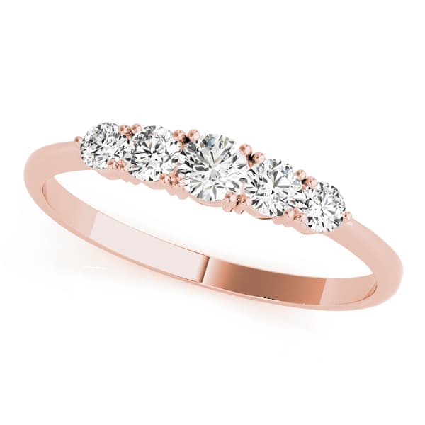 Prong Set Wedding Band (1/4 ct. tw.), Front view in rose gold