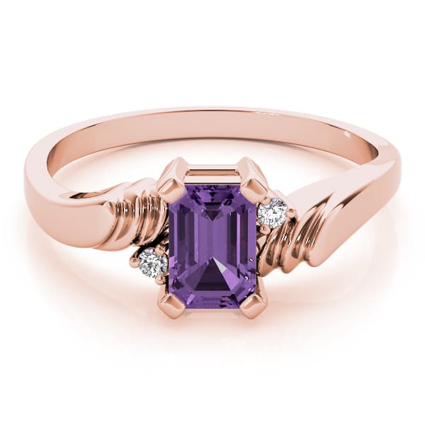 Emerald Gemstone Ring (0 ct. tw.), On hand view in rose gold