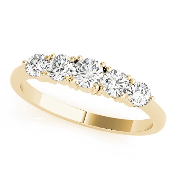 Prong Set Wedding Band (1/3 ct. tw.), Front view in yellow gold