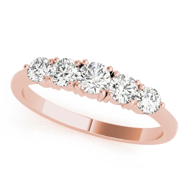 Prong Set Wedding Band (1/3 ct. tw.), Front view in rose gold