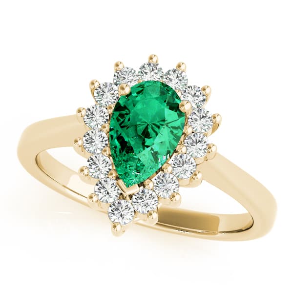 Floral Shape Halo Engagement Ring, style 80318, Front view in yellow gold