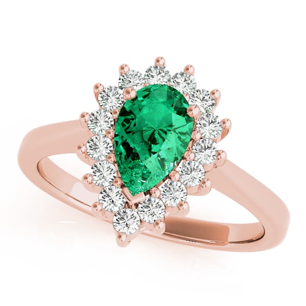 Floral Shape Halo Engagement Ring, style 80318, Front view in rose gold