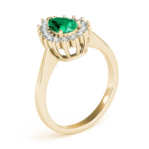 Floral Shape Halo Engagement Ring, style 80318, Angle view in yellow gold