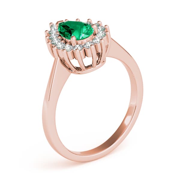Floral Shape Halo Engagement Ring, style 80318, Angle view in rose gold