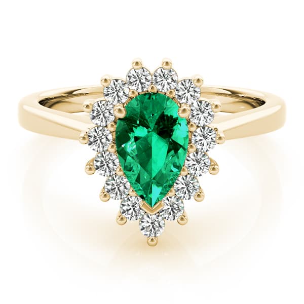 Floral Shape Halo Engagement Ring, style 80318, On hand view in yellow gold